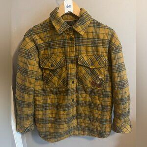 Teenie Weenie lumberjack “that bear” plaid yellow colourway fall coat ladies S
